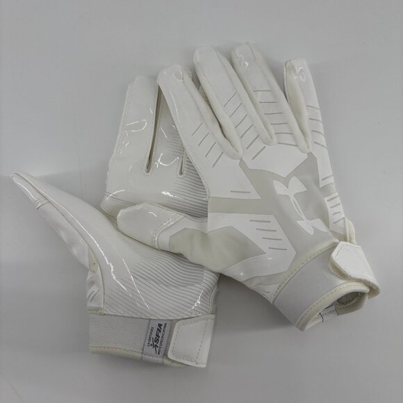 Under Armour White Medium Football Receiver Gloves – Size M, Sticky Grip - Picture 1 of 5